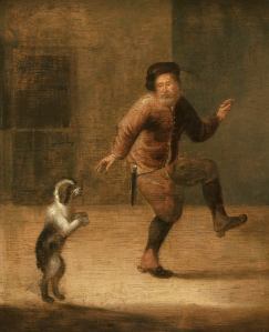 François Verwilt--A man dancing with his dog--1640