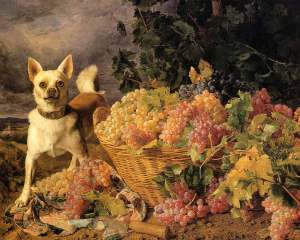 Dog with Grapes--Ferdinand Waldmuller--1836