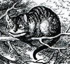 Grinning Cheshire cat, by Tenniel, for 1866 Alice in wonderland, by Lewis Carroll