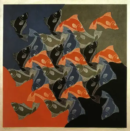 Escher--Fish on Textile--1942