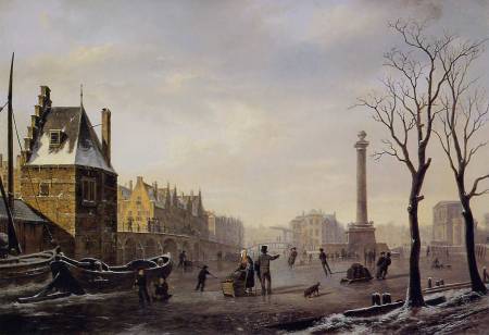 Pompenburg met Hofpoort in Winter--Bart van Hove (1856-1914)